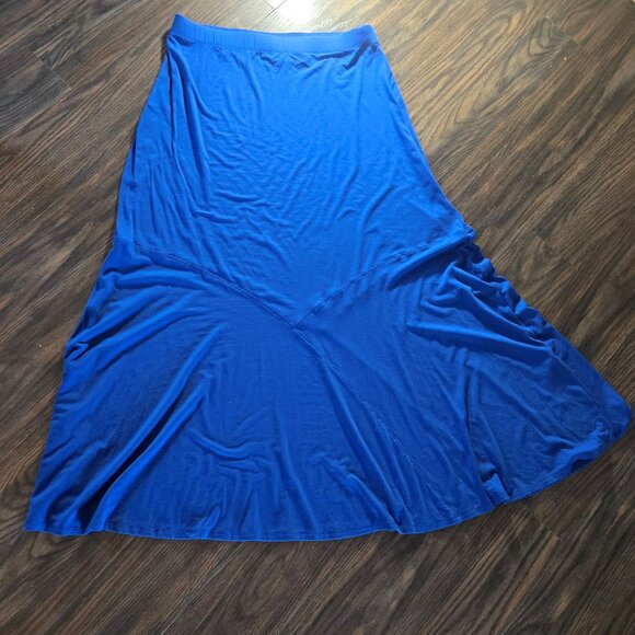 CHICO'S Boho Style Blue Maxi Length Fit & Flare Skirt NWOT/SIZE 1 (8) - Picture 2 of 6